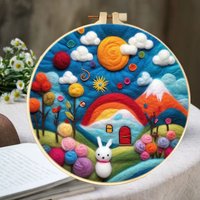 1 Pack Needle Felting Painting Kit Colorful Mountains Handmade Landscape Felt Needle Wool Paintings Home Decor Gift