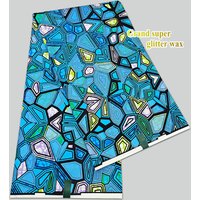 Original grand super Holland wax printed fabric, large super glitter wax by 6 yards, sewing clothes, wedding design