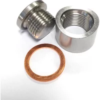 O2 Sensor Bung Stainless Steel Oxygen Mounting Bungs and Plugs Adapter M18 x 1.5 Thread Notched Style Exhaust Weld in Bung with