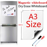 Tableau blanc magnétique format A3, tableau blanc effaçable à sec, autocollants pour réfrigérateur, tableau d'affichage pour réfrigérateur et planificateur de cuisine