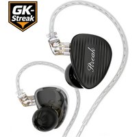 New GK Streak Wired HiFi Earphones KUN Dynamic Driver Micro Planar Tweeter Dual Driver Full Frequency Sound For Audiophiles Gift