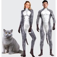 Pet Cat Jumpsuit Animal Bodysuit 3D Print Wolf With Tail Cosplay Catsuit Jumpsuit Animal Clothing Adult Women Outfits Zentai