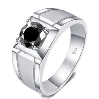 Szjinao 2 Carat Black Moissanite Ring Men 925 Sterling Silver Engagement Wedding Mens Jewellery 2024 Trend High Quality Gift New