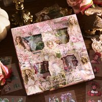 100 Sheets Floral Pattern Boxed Stickers, DIY Handmade Album Scrapbooking Decorative Paper Supplies