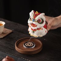 Chinese Style Ceramic Lion Dance Incense Burner Creative Cultural Gift Aroma Stove Tea Table Desktop Decoration Ornament
