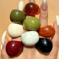 8-Piece Vintage Geometric Minimalist Resin Ring Set Colorful Oversized Oval Jewelry Set for Women's Everyday Wear Holiday Party