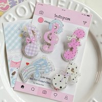 Harajuku Grid note Musical hair clip edge clip Kawaii wings y2k Unique Striped Star girls versatile Hair Jewelry Accessory Gift
