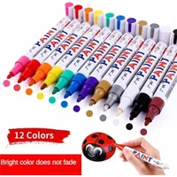 6 Pcs Colorful Permanent Oily Paint Marker Waterproof White Markers tire tread rubber fabric Paint metal 12 Colors Marker Pens