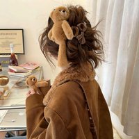 1PC Cute Plush Teddy Bear Hair Claw Clip, Sweet Bow Decor Jaw Clip, Kawaii Hair Accessory For Girls Daily Casual Styling