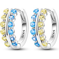 925 Sterling Silver Earrings Women Sparkling Two-tone Zirconium Hoop Earring For Anniversary Wedding Jewelry Gifts
