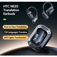 HTC NE25 OWS Earbuds AI Translator LCD Touch Screen Bluetooth 6.0 IPX5 Waterproof Open-Ear Wireless Headphones