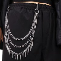 Layered Punk Spike Chains On The Jeans Pants Keychain For Women Men Trouser Biker Gothic Rock Emo Belt Chain Jewelry Accessories