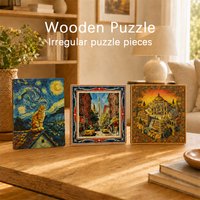 Cat Pattern Wooden Puzzle Empire State Building unique The Starry Night Shapes Jigsaw puzzle Art Mexico City Educational Toys