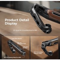 SmallRig Wooden Top Handle with Retractable 1/4''-20 & 3/8''-16 Locating Screw for ARRI for Universal Camera Cages and Rigs 5252
