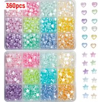 360pcs 9mm 12-grid color heart-shaped star beads box for DIY Jewelry MakingBracelet Necklace Keychain