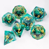 7Pcs Dragon Eye Resin Dice Set,Sharp Edge Polyhedral DND Dice with Realistic Moving Eye,Handmade D&D Dice for RPG Game