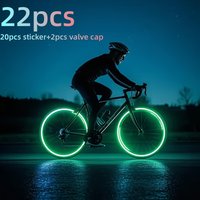Bike Night Riding Kit, 20 Color Wheel Reflective Stickers + 2 Luminous Valve Caps, Fit Mountain & Road Bikes