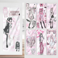 VIKAMA Anime Girl Tapestry Y2K Aesthetic Wall Hanging for Bedroom Living Room Dorm Cute Pink Home Decor