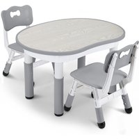 Kids Table and 2 Chairs Set Height Adjustable Toddler Play Activity Sturdy Table