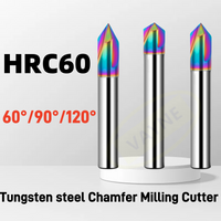 Chamfer Milling Cutter 60 90 120 Degree Carbide Chamfer Mill Deburring Edge V Grove Router Bit 3Flute CNC End Mill 2-12mm HRC60