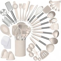 Silicone Kitchen Cooking Utensil Set, 43 pcs Spatula Set with Stainless Steel Handle, Non-stick Heat Resistant - Best Cookware S
