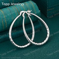 925 Sterling Silver 45mm Exquisite Drop Earrings Women's Fashion Charming Wedding Gift Jewelry