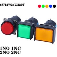 1NO1NC/2NO2NC 6.3V 12V 24V 220V Momentary Illuminuted Maintain Push Button Switches 16MM Latching Push Button Lamp LED