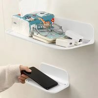 Space-Saving Wall Mounted Shelf Punch-Free Foldable Phone Holder Wifi Router Storage Tray Bathroom Organizer