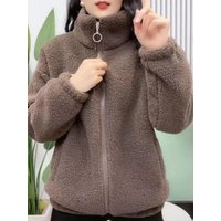 Lamb Velvet Jacket Women's Thickened Zipper Hoodie Fashionable Warm Winter New Arrival 2025 Spring Loose Fit Long Sleeve