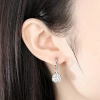 Fashion Kpop 925 Sterling Silver Romantic Full Rhinestone Crystal Princess Ball Earrings Stud For Women Wedding Party Jewelry