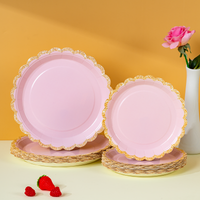 10/25/50pcs Pink /red/black/white Disposable Party Tableware Paper Plates Dishes Birthday Wedding Holiday Party Supplies