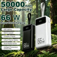 50000-mAh-Powerbank mit LED-Leistungsanzeige/Beleuchtung/mehreren Schnittstellen/Trageband, Lithium-Polymer-Akku, Powerbank mit großer Kapazität, kann mehrere Geräte gleichzeitig aufladen, tragbare