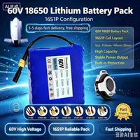 Daweikala 60V 18650 Lithium-Ionen-Akku-Pack 16S1P mit integriertem BMS-Schutzschaltkreis, wiederaufladbarer Akku-Pack mit hoher Kapazität, verschiedene Anschlussmöglichkeiten für E-Bikes, E-Scooter