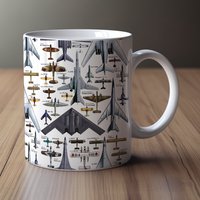 Limited Edition Aviation Art Mug - Handcrafted Blueprints, Perfect for Pilots
