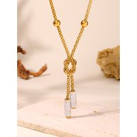 Nivora Fashion Stainless Steel Pendant Neck Choker Long Sweater Box Chain Rhinestone Necklace For Women No Tarnish Jewelry