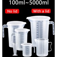 Clear Graduated Measuring Cup Large Capacity Plastic Laboratory Beaker with Lid Scale Transparent Mixing Cup Kitchen Baking