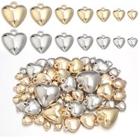20pcs/lot CCB Heart Shape Pendants Gold/Rhodium Plastic Charms Pendant Spacer Beads For DIY Jewelry Making Necklace Earring