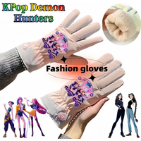 AliExpress Bandai KPop Demon Hunters Women's Ski Gloves, Cute and Fashionable, Cycling, Touchscreen, Waterproof, Fleece-Lined, Full-Finger Gloves