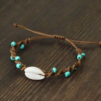 Noter Bohemia Macrame Bracelet Adjustable Unisex Beach Shell Braslet 4mm Blue Howlite Braclet Handmade Surfing Jewelry Pulseria