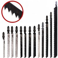 T Shank Jig Saw Blade Set Carbon Steel Assorted Jigsaw Blades for Fast Cut Thin Metal Wood Plastic Cutting Hand Tool Kit DIY Use