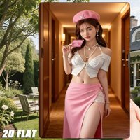 HD Metal Tin Sign, Beautiful Asian Girl in Pink Beret and White Crop Top Vintage Metal Poster, Fashion Aesthetic Wall Art for Ho