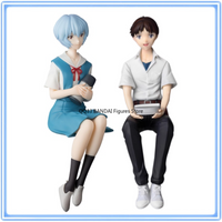 Original NEON GENESIS EVANGELION Ayanami Rei Ikari Shinji Sitting Posture Anime Action Figure Model Collectible