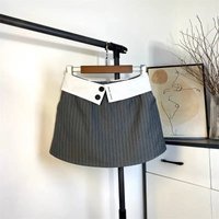 Elegant Striped Mini Skirt Women Fashion Patchwork Black Suit Skirts Summer Streetwear Korean High Waist Slim A Line Faldas New