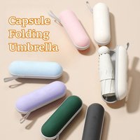 Mini Capsule Folding Umbrella Vinyl Portable Pocket Parasol UV Sunshade Dual Use Protection Travel Accessoreis for Outdoor