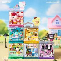 Area-X Sanrio Anime Sanrio Blind Box Building Blocks Mini Shop Hello Kitty Kuromi Cinnamoroll Assembly Model Decoration Toys