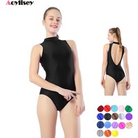 Aoylisey Deep V-Back High Neck Tank Ballet Leotard Female Dancewear Backless Sleeveless Gymnastics Spandex Bobysuit Yoga Outfit