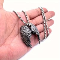 1pc Creative Retro Angel Wings And Sword Pendant Necklace Couple Necklace Suitable For Daily Wear Fashion Accessories