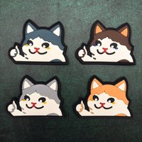 A Thumbs-Up Cat Pvc Soft Rubber Morale Badge Patch - Sticker with Glow-In-The-Dark Effect, Suitable for Hats, Clothes, Backpacks, Jackets, Vests - Embroidered Patch
