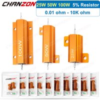2Pcs 25W 50W 10W Wirewound Aluminum Resistor High Power Resistance 0.01 0.5 1 2 3 4 5 6 8 10 16 20 25 50 75 1K 10K ohm Resistors