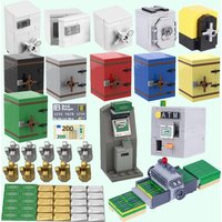 MOC City Strongbox Building Blocks Accessories Money Set Treasure Box Series Gold Silver Money City Bank ATM Brick Toys Gifts